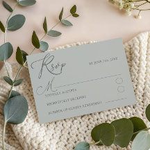 Minimalistisk Salviagrön RSVP-typografi Bröllop