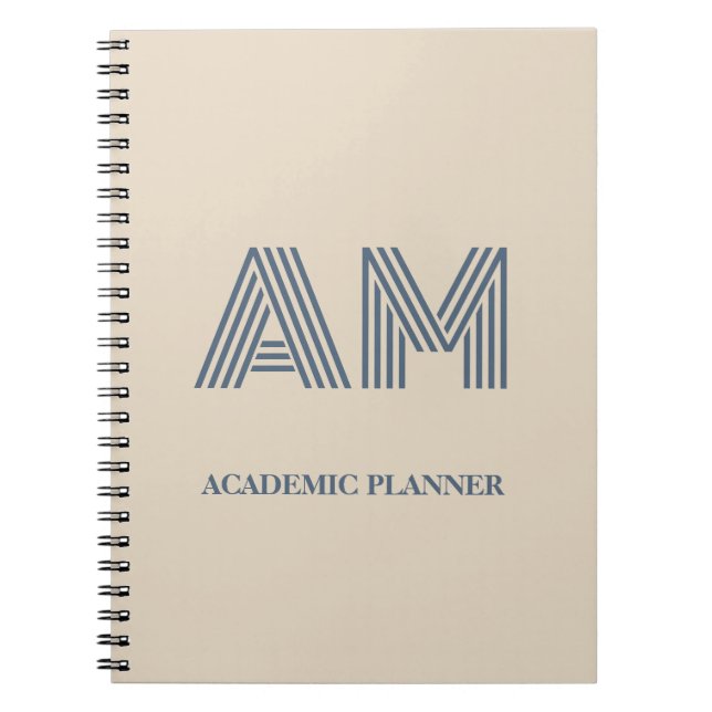 Minimalistisk sandbeige kustmonogram anteckningsbok (Framsidan)