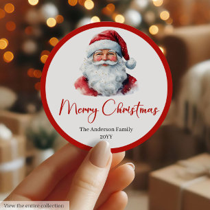Minimalistisk Santa julpresent etikett dekal
