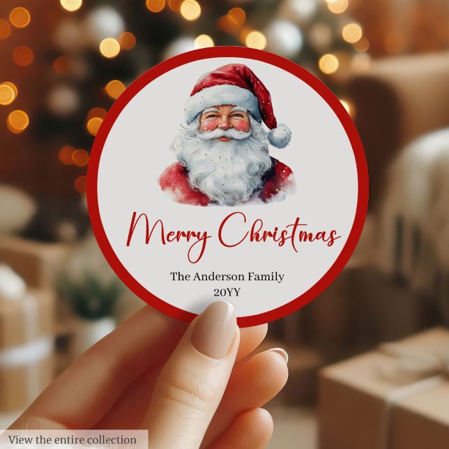 Minimalistisk Santa julpresent etikett dekal (Minimalist Santa Claus Holiday Gift Label Sticker)