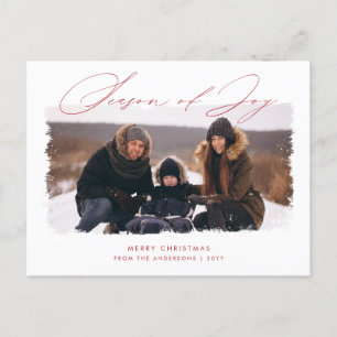 Minimalistisk säsong av Joy Family Photo-jul Helg Vykort
