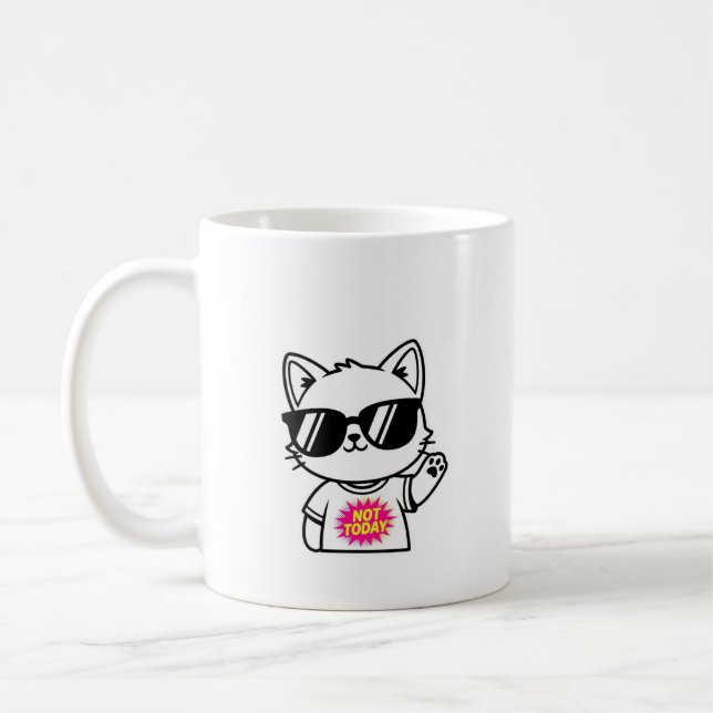 Minimalistisk sassig katt med solglasögon INTE IDA Kaffemugg (Vänster)