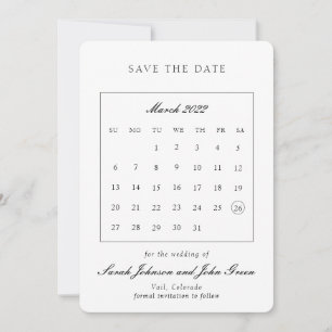 Minimalistisk Save the Date-kalender Spara Datumet
