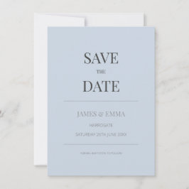 Minimalistisk Save the Date-kort | Dammig blå
