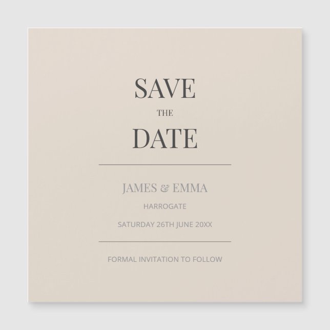 Minimalistisk Save the Date-kort Mjuk Latte (Framsida)