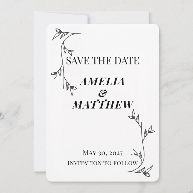 Minimalistisk Save the Date-kort, Modern estetik Spara Datumet (Framsida)