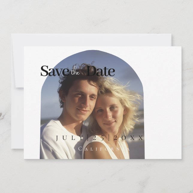 Minimalistisk Save The Date-kort Spara Datumet (Framsida)