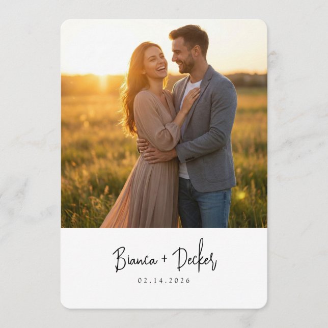 Minimalistisk Save The Date-kort Spara Datumet (Framsida)