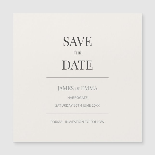 Minimalistisk Save the Date-kort | Varm Elfenben (Framsida)