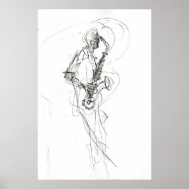 Minimalistisk saxofonist Poster - Abstrakt Sketch