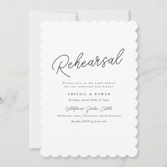 Minimalistisk scallopad skriptprovlunsjinvitation inbjudningar (Framsida)
