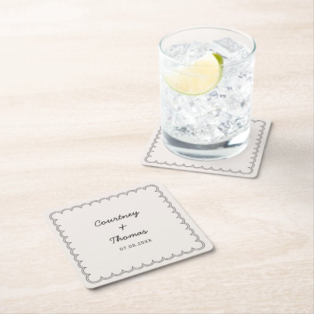 Minimalistisk Scalloped gräns Drinking Underlägg Papper Kvadrat (Insitu)
