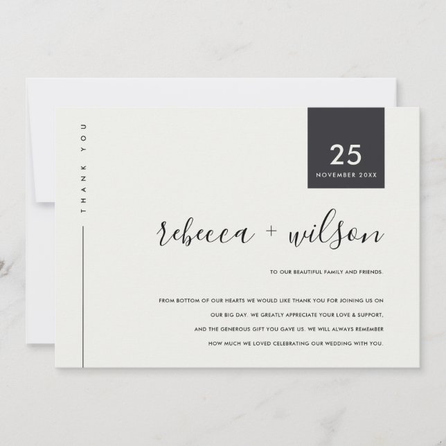 MINIMALISTISK SCANDI  SVART OCH VIT TYPOGRAFI VIGS TACK KORT (Framsida)