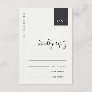 MINIMALISTISK SCANDI SVART VIT TYPOGRAFI BRÖLLOP R TILLÄGGSKORT