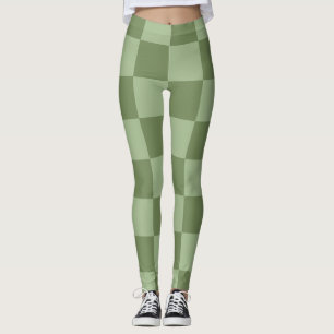Minimalistisk schackbrädesmönster i salvia grön leggings