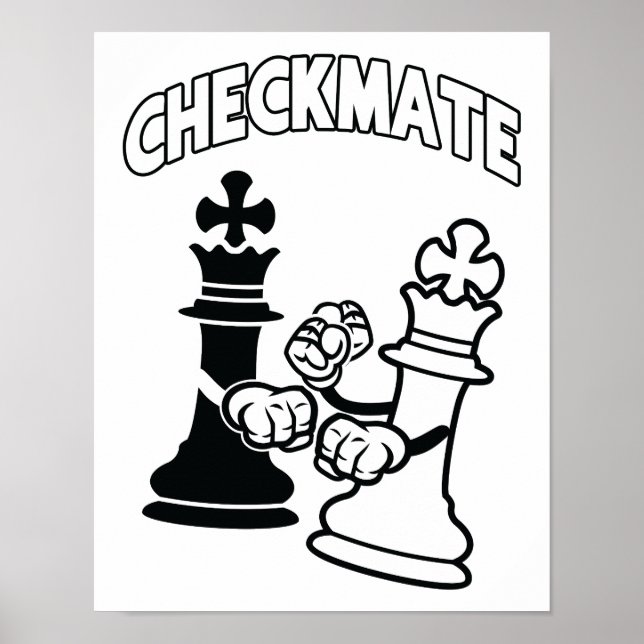 Minimalistisk schackmatt Chess Art Black and White Poster (Framsidan)