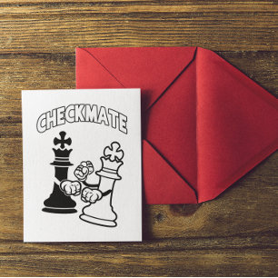 Minimalistisk schackmatt Chess Art Black and White Vykort