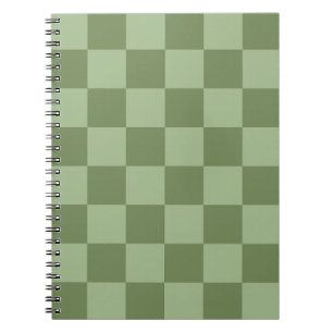 Minimalistisk schackrutig mönster i salvia grön anteckningsbok