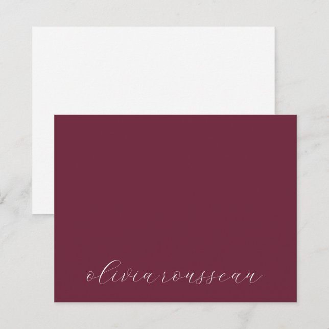Minimalistisk script Bordeauxvin Anteckningskort (Fram/baksida)