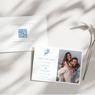 Minimalistisk Seashell QR-kod Fotoskräppost Spara Datumet