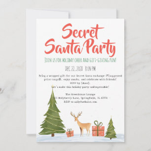 Minimalistisk Secret Santa Julfestinladan Inbjudningar