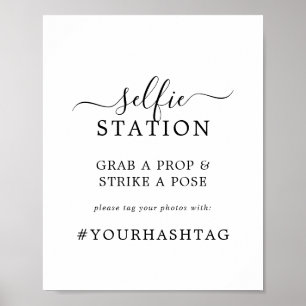 Minimalistisk Selfie-station Bröllop Hashtaggskylt Poster