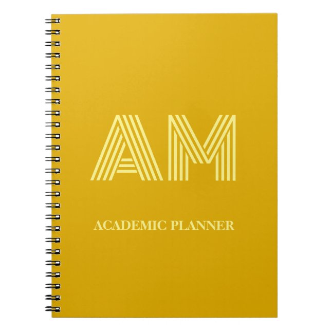 Minimalistisk Senapsgul Monogram Anteckningsbok (Framsidan)
