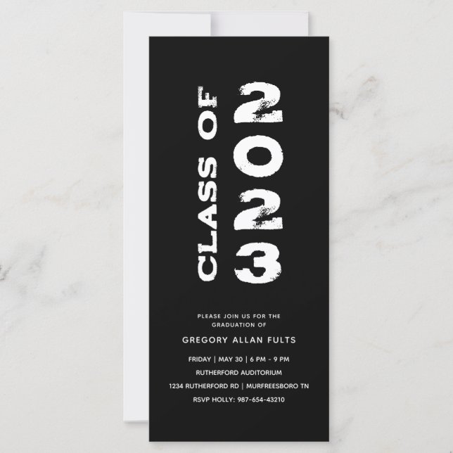 Minimalistisk Senior Studenten 2023 Black White (Framsida)