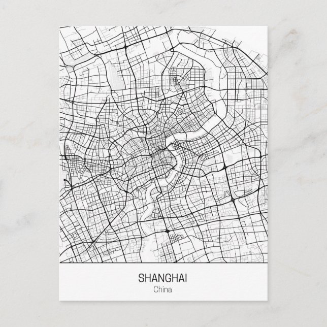 Minimalistisk Shanghai-China Vykort (Framsida)