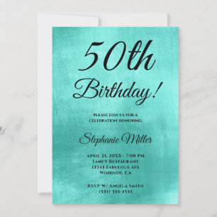 Minimalistisk shiny Turcos Foil Birthday Inbjudningar