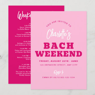 Minimalistisk Shock rosa Bachelorette Helg Itinera Inbjudningar
