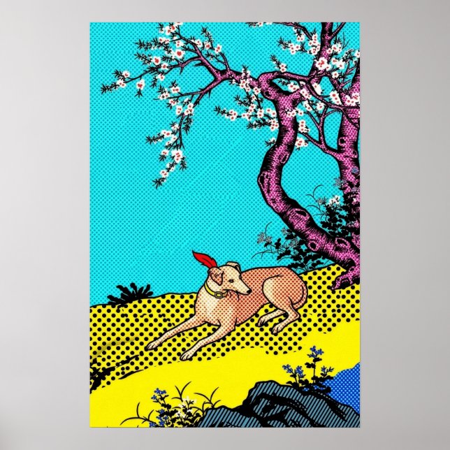 Minimalistisk Sighthound Siluett Hund Grafisk Poster (Framsidan)