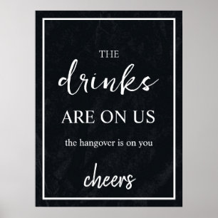 Minimalistisk signal för svart Bröllop öppet Pub Poster