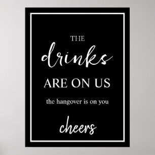 Minimalistisk signal för svart Bröllop öppet Pub Poster