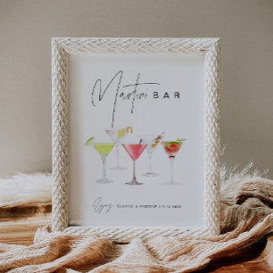 Minimalistisk signatur för Martini Pub Poster