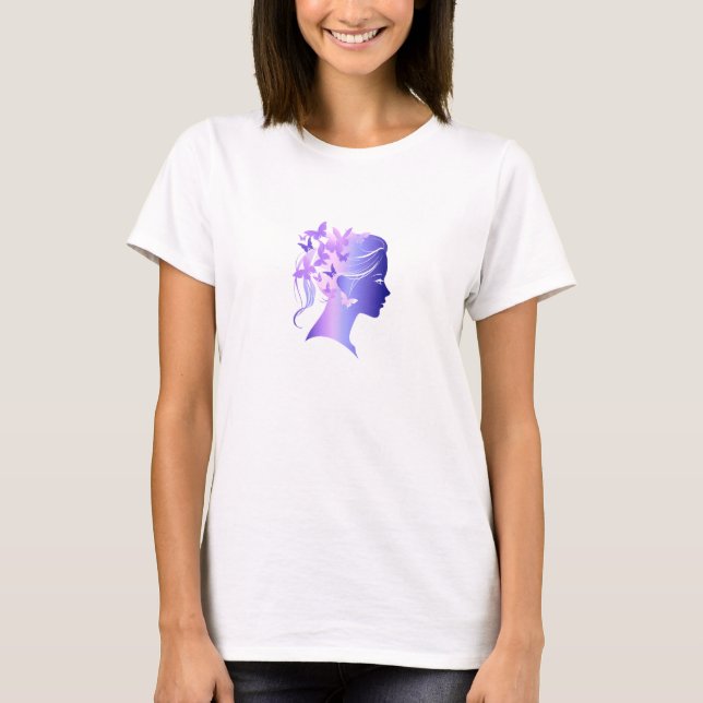 Minimalistisk Silhouette av kvinnor Hair T Shirt (Framsida)