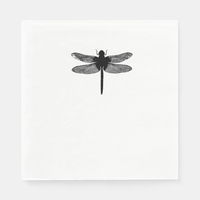 Minimalistisk Silhouette-Insekt Dragonfly Dragon F Pappersservett (Framsidan)