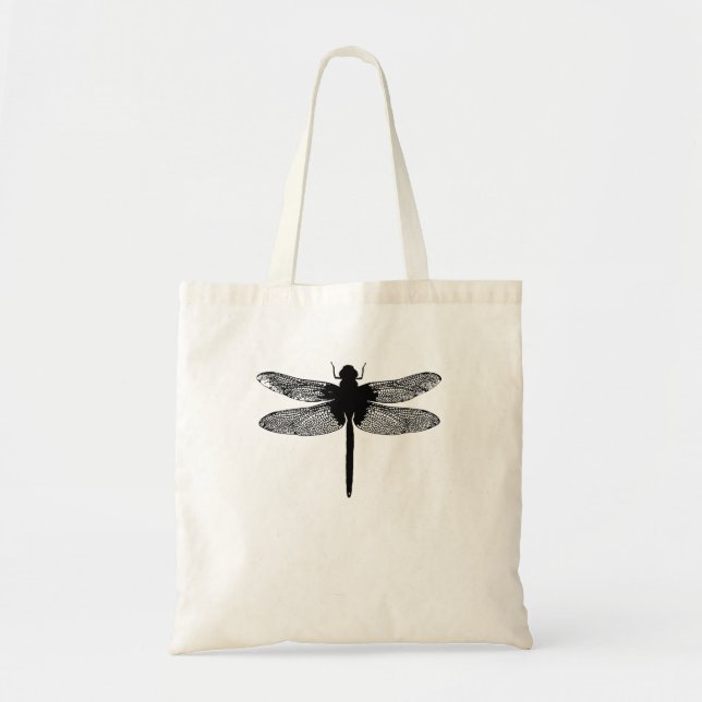 Minimalistisk Silhouette-Insekt Dragonfly Dragon F Tygkasse (Framsidan)