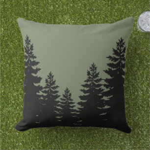 Minimalistisk silhuett av svart gräs träd kudde