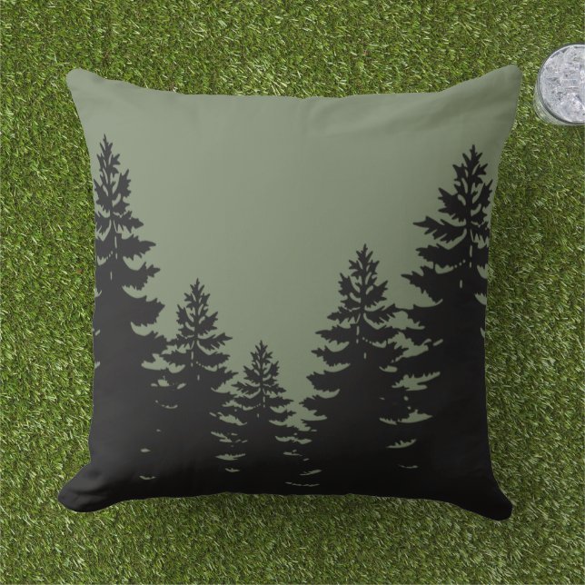Minimalistisk silhuett av svart gräs träd kudde (Gräs)