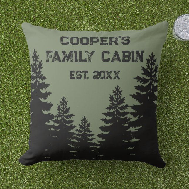 Minimalistisk silhuett av svart gräs träd kudde (Gräs)