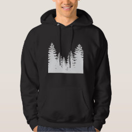 Minimalistisk silhuett för svart och vitt gräs trä hoodie