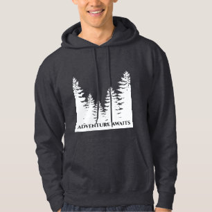 Minimalistisk silhuett för svart och vitt gräs trä hoodie