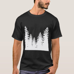 Minimalistisk silhuett för svart och vitt gräs trä t shirt