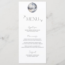 Minimalistisk silver diskokot Wedding Menu Meny