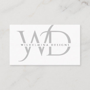 Minimalistisk Silver-Dubbla Monogram-Elegant vit Visitkort