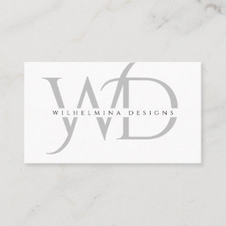 Minimalistisk Silver-Dubbla Monogram-Elegant vit Visitkort