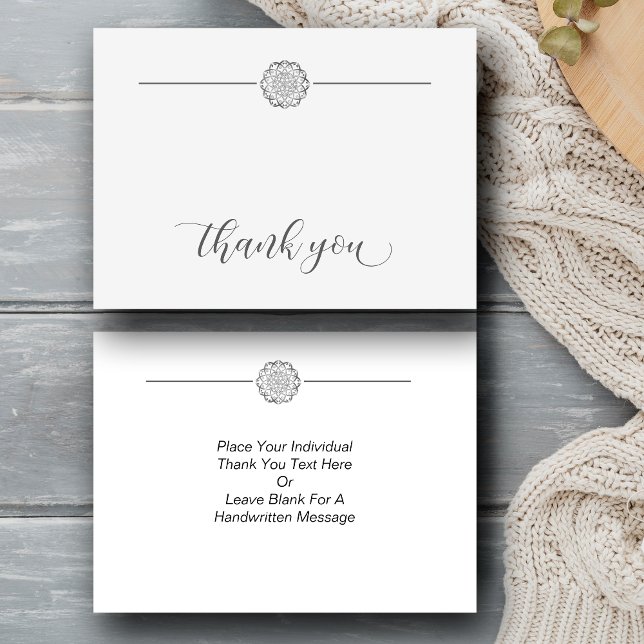 Minimalistisk Silver Mandala Tack Anteckningskort (Skapare uppladdad)