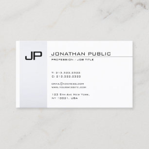 Minimalistisk Silver Modern Clean Elegant Monogram Visitkort