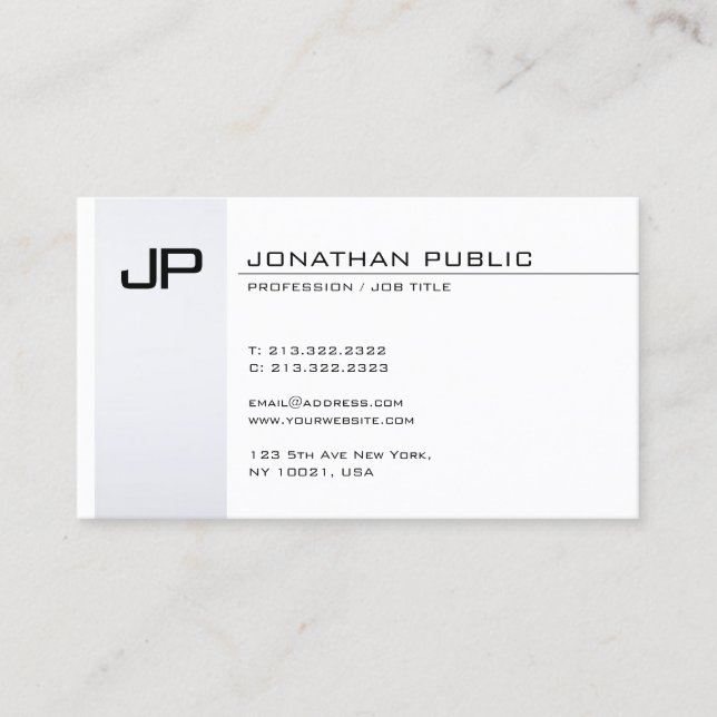 Minimalistisk Silver Modern Clean Elegant Monogram Visitkort (Framsida)